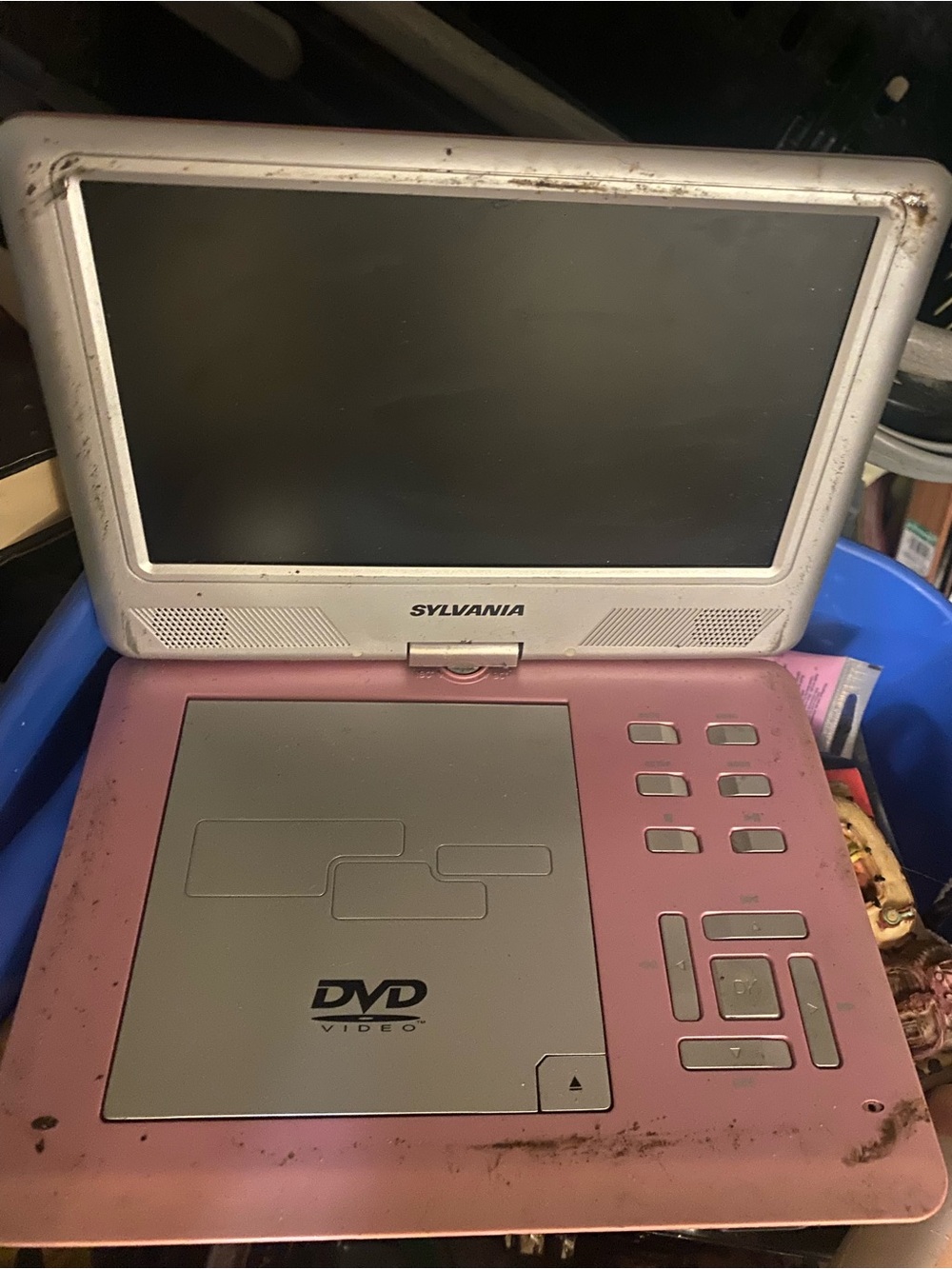 Pink portable dvd player